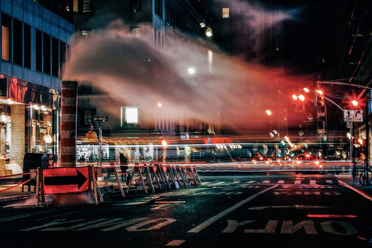 city black concrete road near building united states